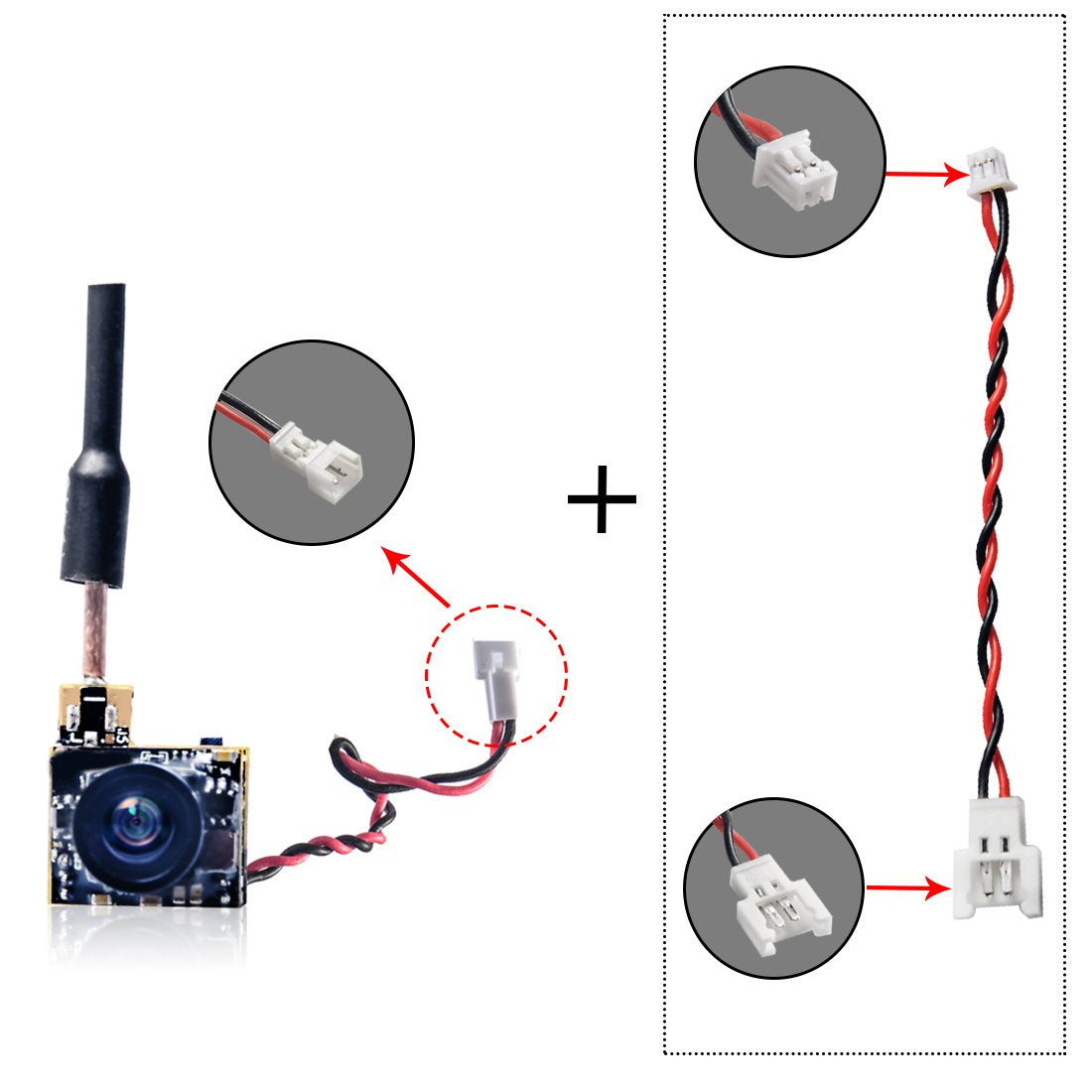 Wolfwhoop WT05 Micro AIO 600TVL Camera Only 3.4g 5.8GHz 25mW FPV Transmitter with Dipole Brass Antenna Combo for FPV Quadcopter Drone