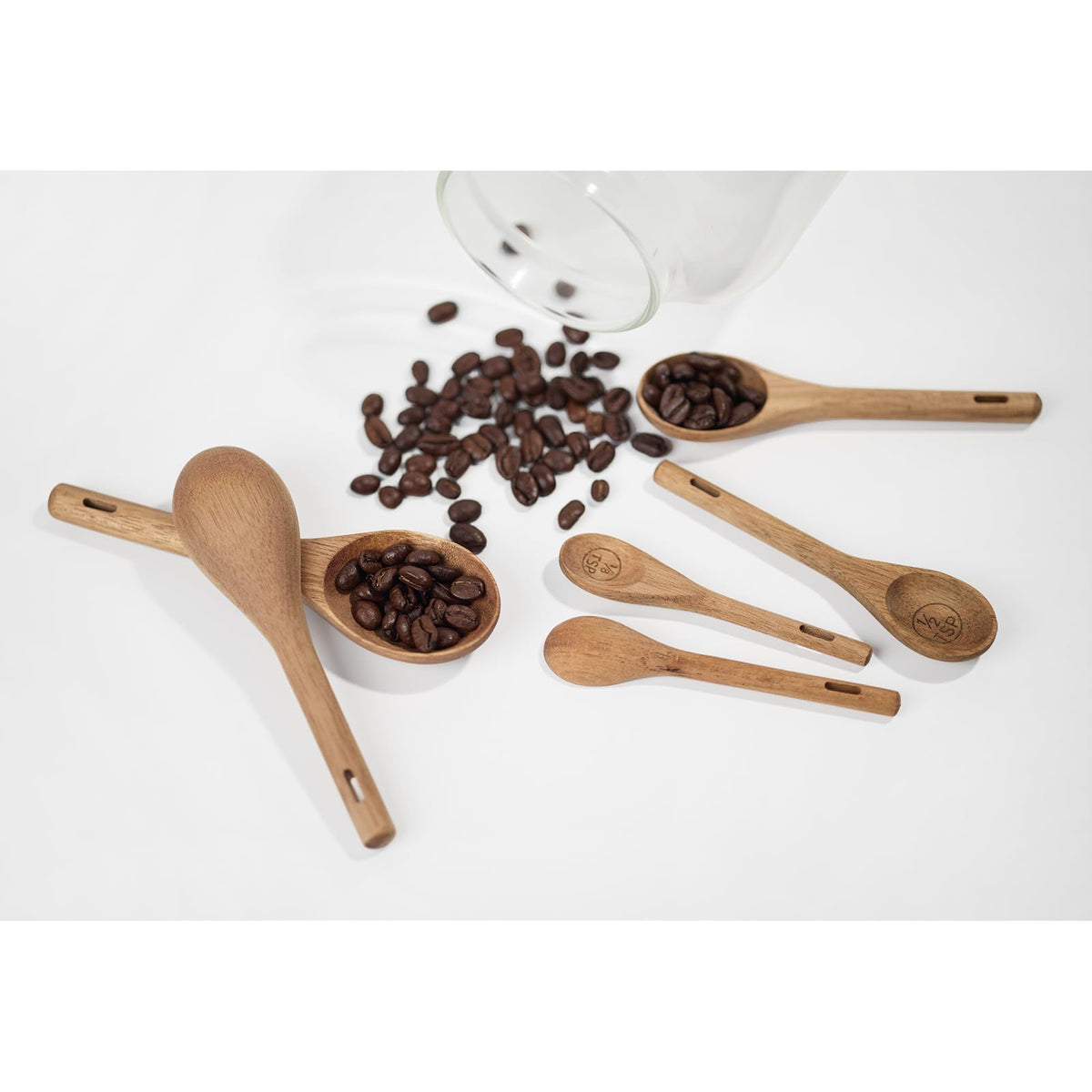 6pcs Measuring Spoons Set, Natural Acacia Wooden Measuring Spoons Includes 1/8 tsp, 1/4 tsp, 1/2 tsp, 1 tsp, 1/2 tbsp & 1 tbsp, Cute Teaspoon Tablespoon for Measuring Dry Ingredients