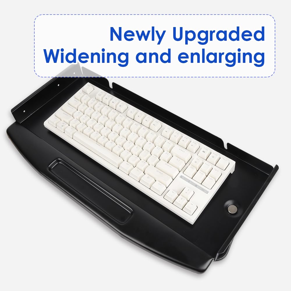 Lumclaw Under Desk Mounted Keyboard Tray Steel Keyboard Tray Under Desk Slide with Rotational Mouse Platform Office