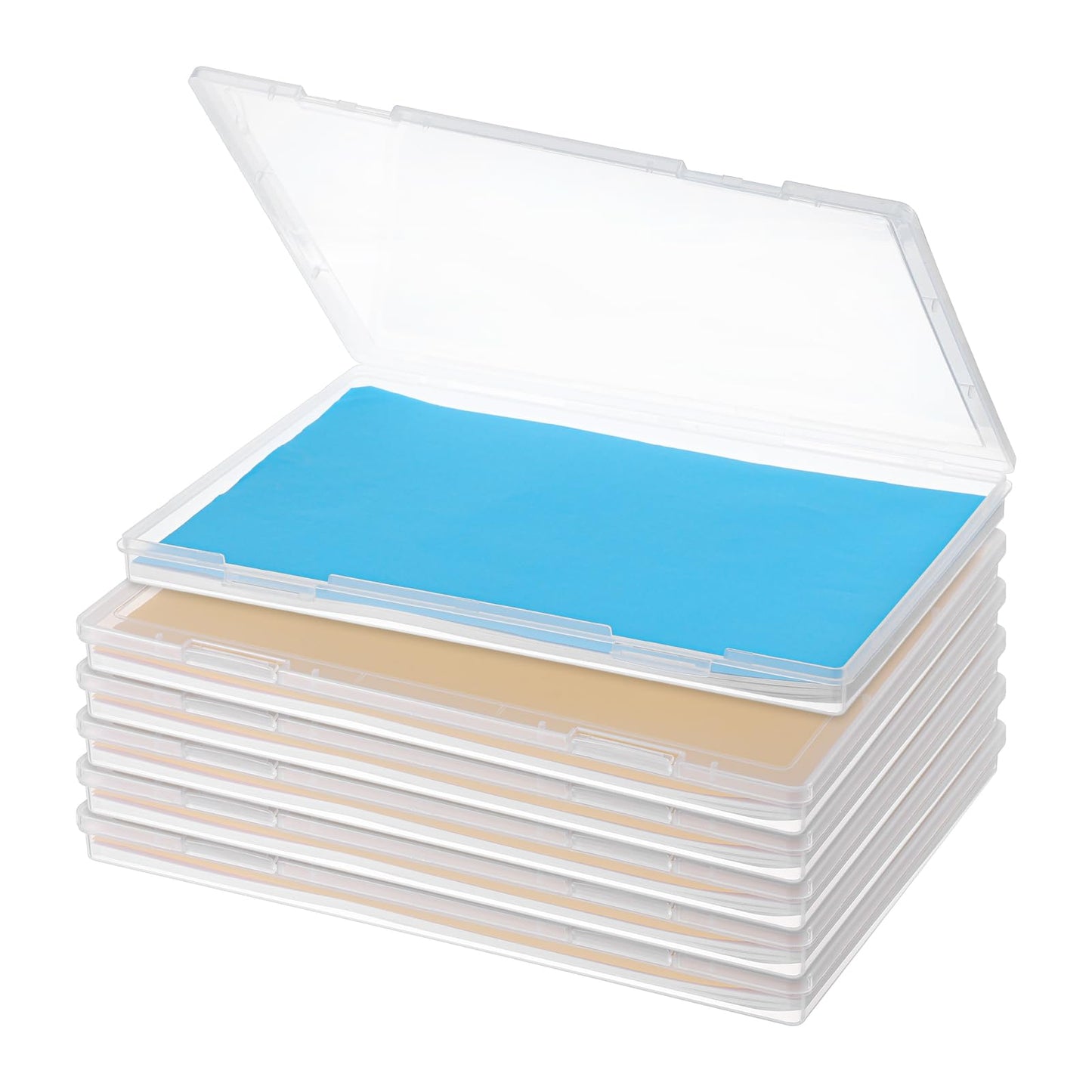 6 Pack Plastic Storage Box Organizer, Portable Clear Document File Case Containers For A4 Letter Paper, Magazine, Photo, Craft Art Supplies Board Game Storage