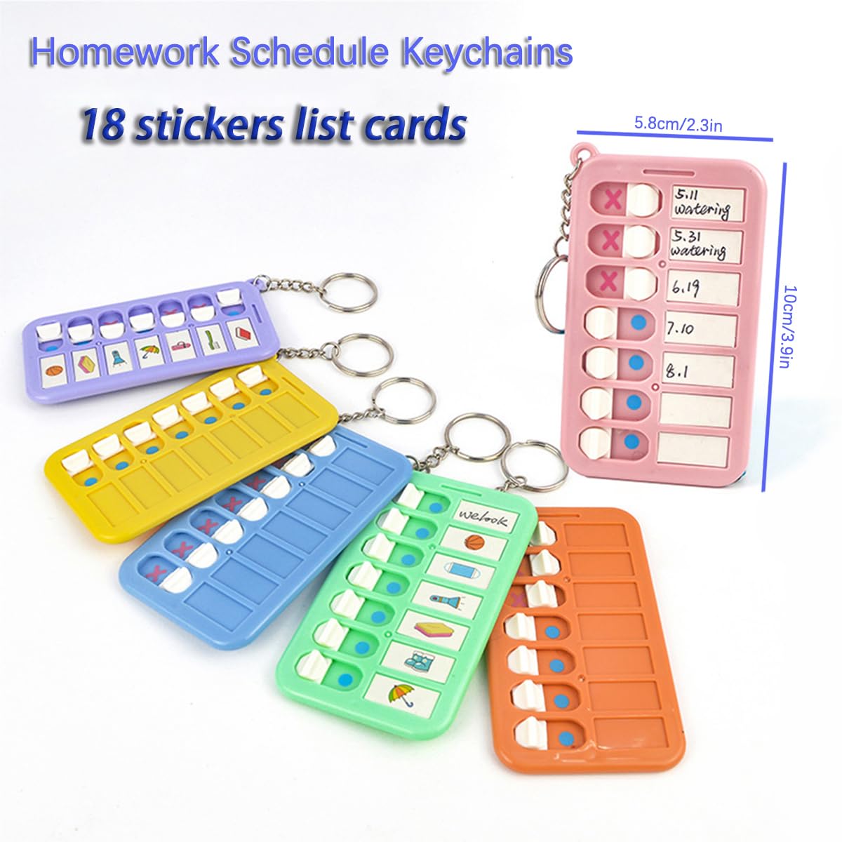 ZBJBinCH 6 Pcs Reminder Board for the Elderly, ADHD Tools for Kids Portable Visual Schedule for Kids School Bag Pendant Detachable Daily Task Planning Pad with 18pcs List Cards Stickers for Kids