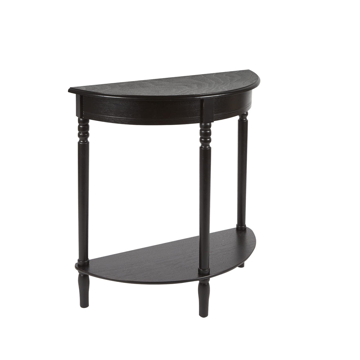 Decor Therapy Half Moon Entry Table, With Shelves & Easy Assembly, Farmhouse Entryway Table, Black, Wood - (28.5" x 11.8" x 28.5")