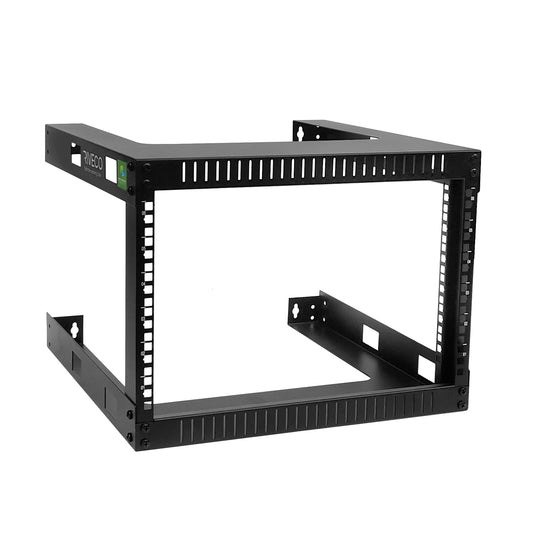 RIVECO 6U 19" Wall Mount Network Rack – 17.7" Deep 2 Post Shelf Open Frame Cabinet Easy Assembly Firm Constructed for Internet/Server/AV/Home Equipment/Patch Panel Heavy Duty Light Weight, Black