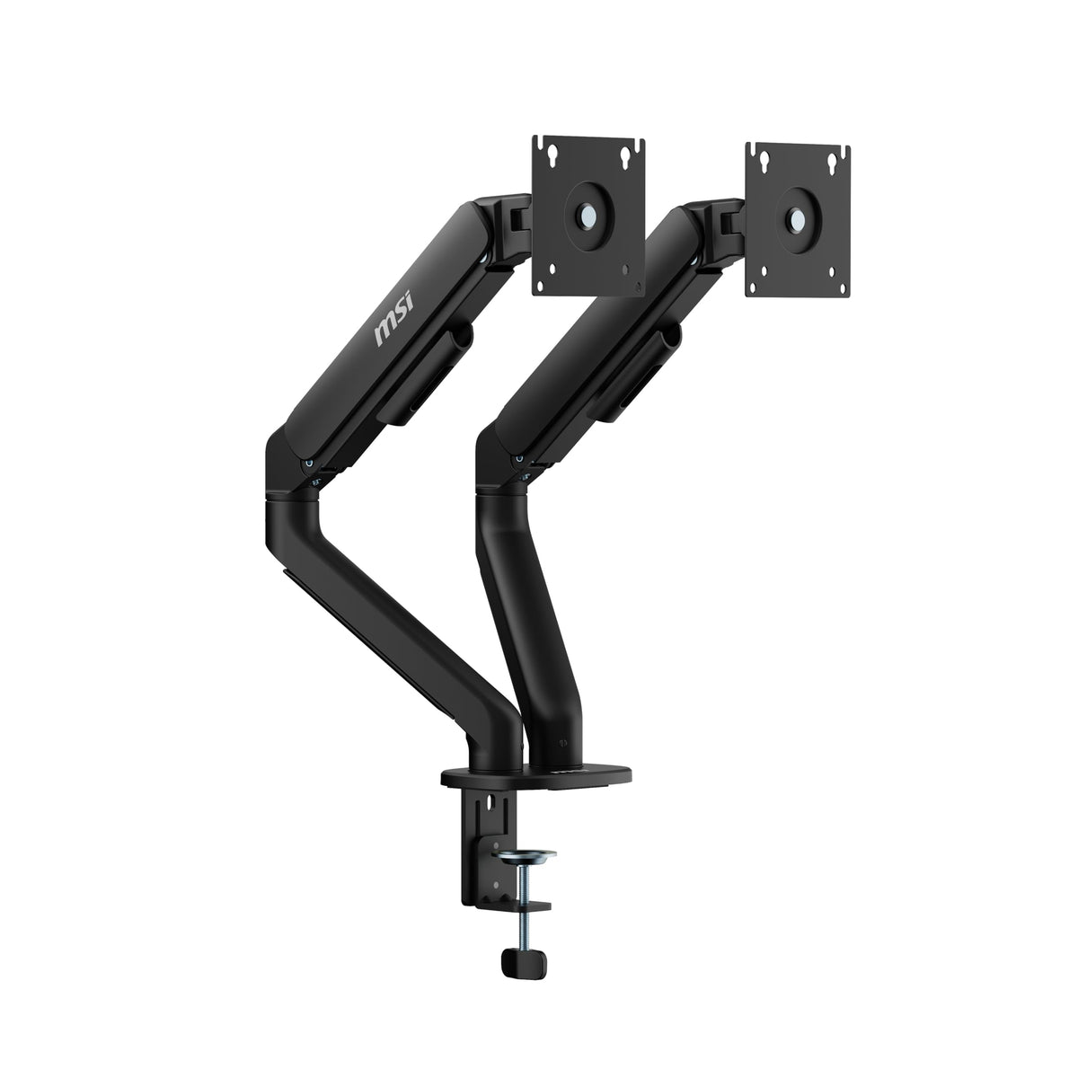 MSI MAG MT101DG - Gas Spring Dual Monitor Stand Arm, Supports 17-32" and 22 lbs, VESA Compatible, Adjustable Gas Spring Mount, Clamp & Grommet, Quick Release Plate – Black