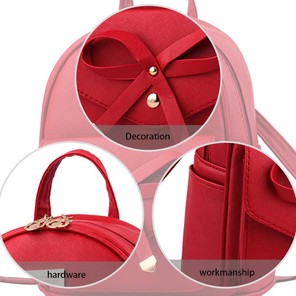 I IHAYNER Girls Bowknot Cute Leather Backpack Mini Backpack Purse for Women