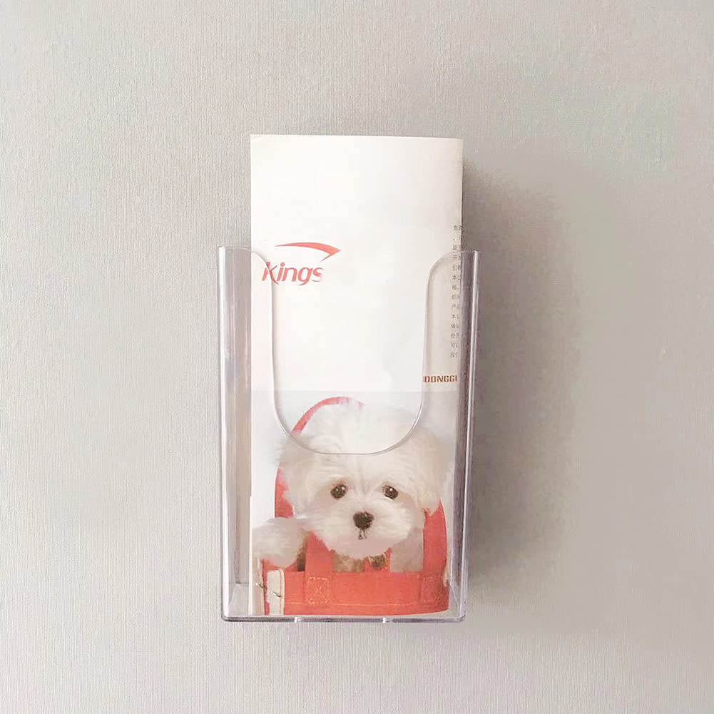 Sovoadur Brochure Holder Wall Mount, Clear Literature Holder, Transparent Acrylic, 4.3 x 1.6 x 6.5 inches