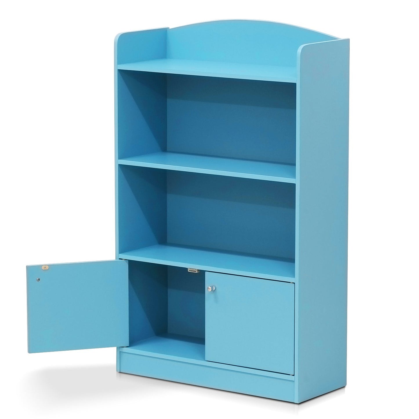 Furinno LOVA Book Shelf, Bookshelf with Storage Cabinet, Bookcase with Door, 11.8 x 23.6 x 37.3, for Living Reoom, Bedroom, Home Office, Light Blue