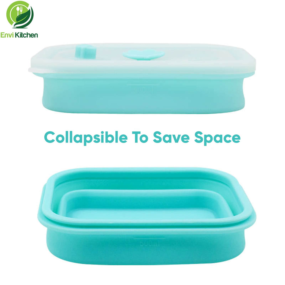 EnviKitchen Food Storage Containers with Airtight Lids - Collapsible Container for Kitchen, Pantry Organization - Silicone Air Tight Snack, Lunch Organizer Set - Oven, Microwave, Freezer-Safe - 3 Pack