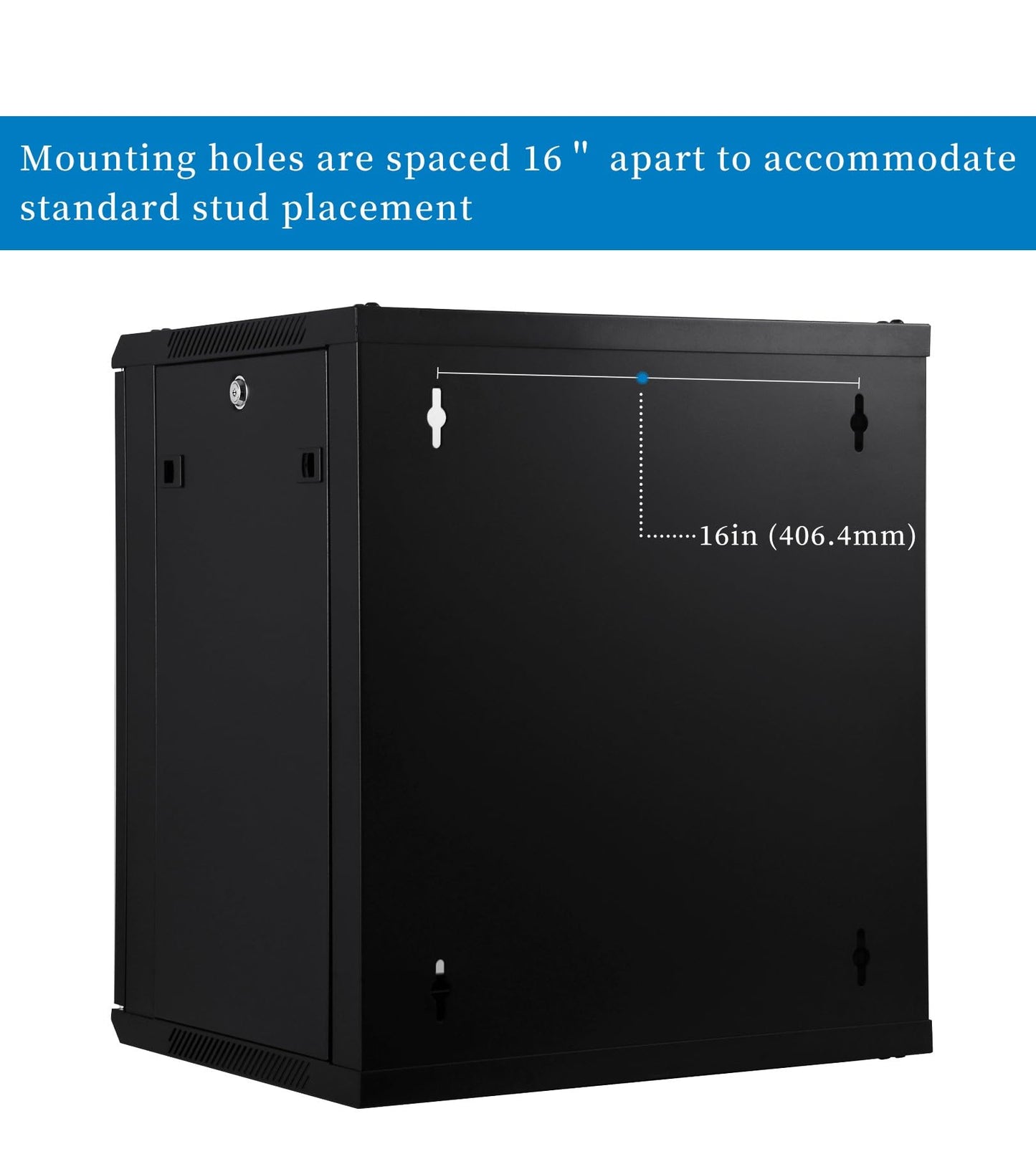 RackPath 12U Wall Mount Network Rack Cabinet – Quiet Cooling Fan, Locking Glass Door, 17.7" Deep (450mm), Removable Locking Side Panels, Fits 19" IT & A/V Equipment
