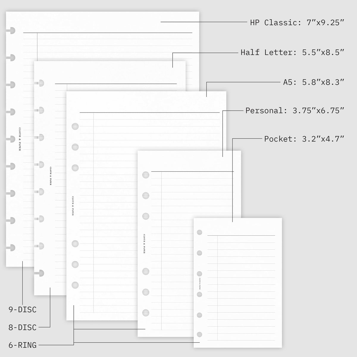 Cloth & Paper 2026 Monthly Planner Inserts - A5 Size 5.8x8.3 Inches, 6-Ring Planner Refills, Monday Start, 29 Double-Sided Pages, Thick Premium Paper, January-December, Minimalist Monthly Organizer