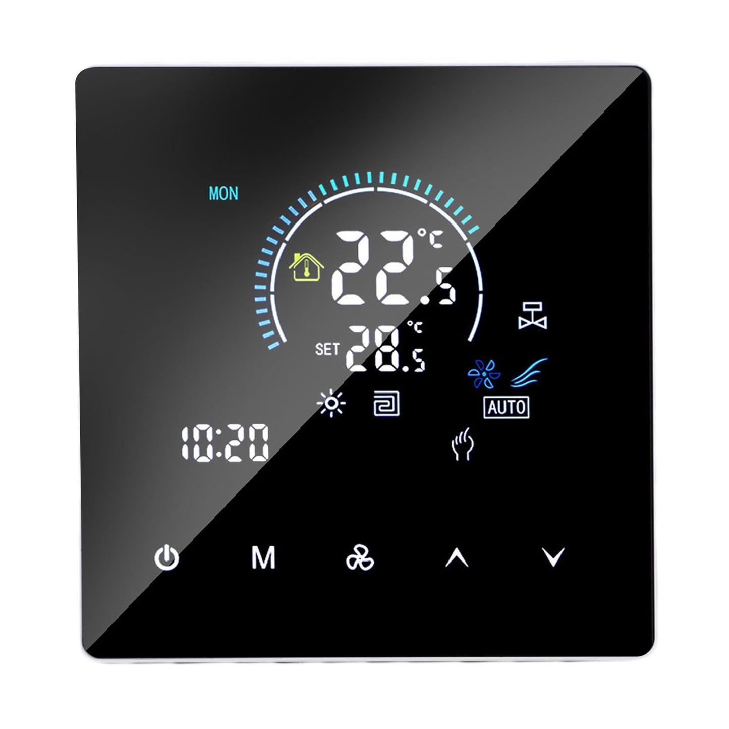Denash Touchscreen Smart Thermostat,Programmable Central Air Conditioner Thermostat, 5 to 60℃ Adjustable Temperature Controller IP20 for Offices Hotels