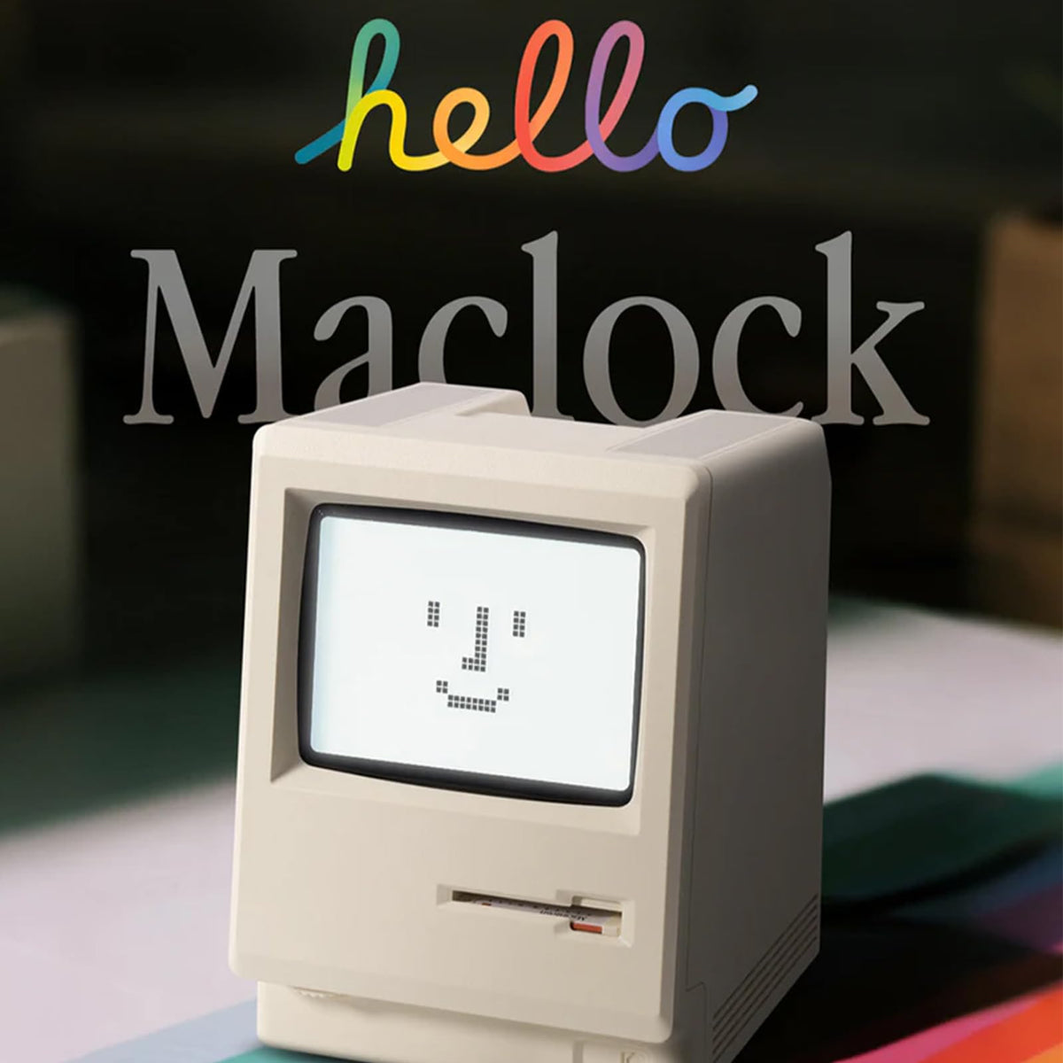 RayCue Maclock WB-8 Retro Pixel Alarm Clock - 1984 Computer-Inspired USB Desk Clock with Pixel Display, Multiple Alarms & Adjustable Brightness | Maclock Calendar, Temperature, Unique Retro Tech Gift