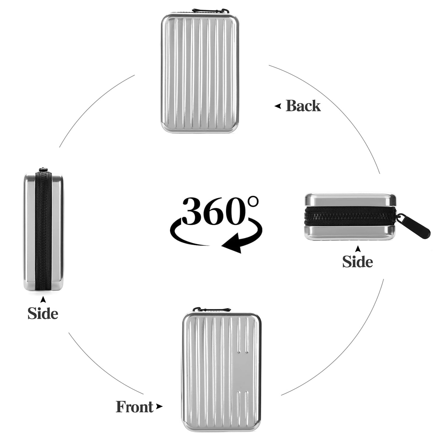 LOUEBICA Credit Cards Holder for Women RFID Blocking Aluminum Zipper Wallet Business Card Case Metal ID Case for Men