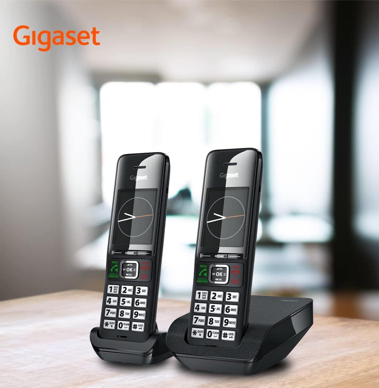 Gigaset Comfort 552 Duo - 2 Cordless Phones - Made in Germany - Elegant Design - Hands-Free Mode - Comfort Call Protection - Phone Book for 200 Entries, Titanium-Black