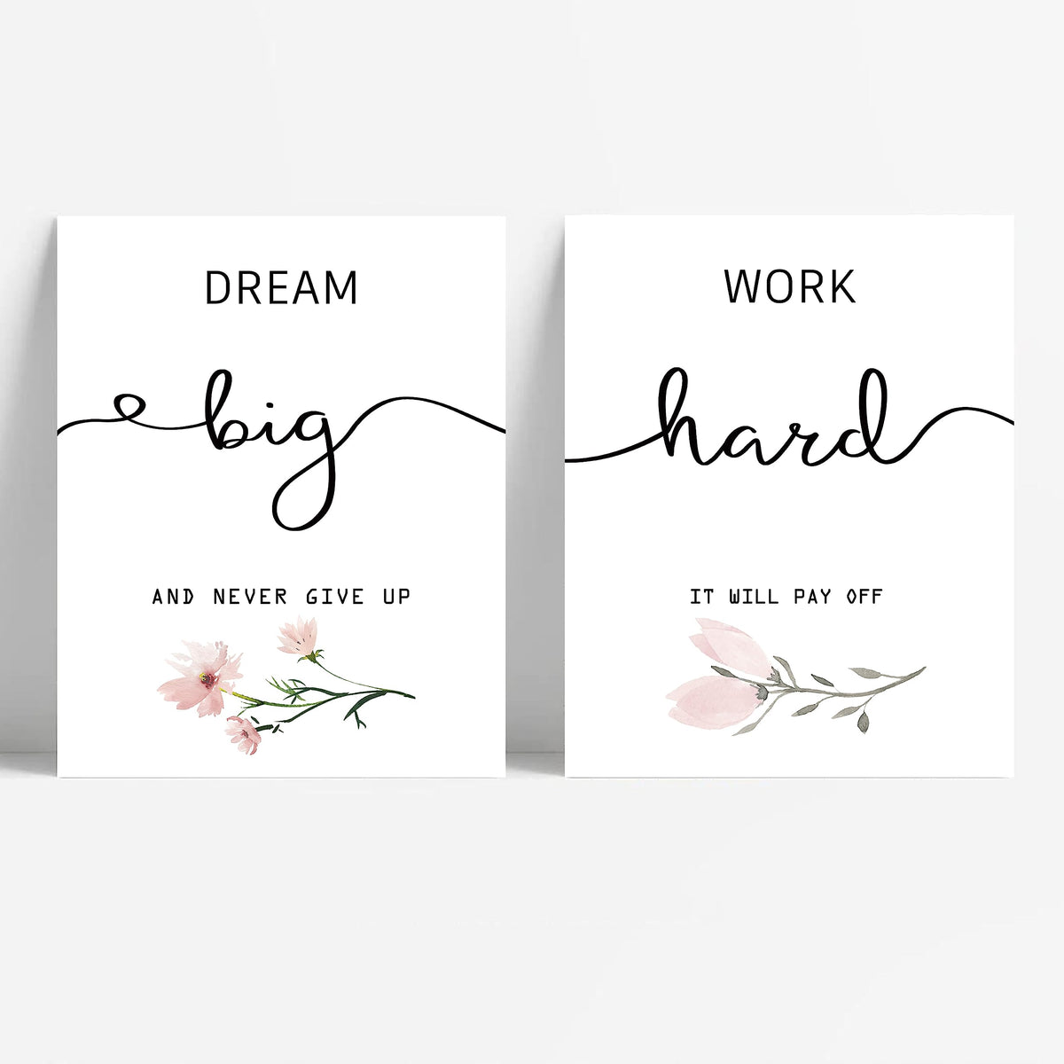 Inspirational Wall Art for Bedroom, Motivational Office Wall Art Decor, Framed Canvas Wall Art for Women, Girls, Positive Affirmations Quotes Prints, Set of 6PCS, 8"x10", FRAMED