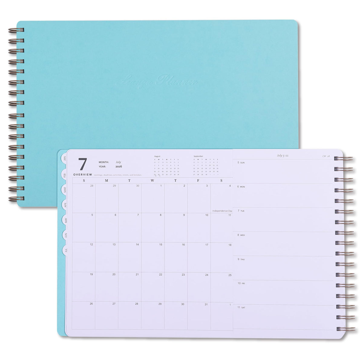 Leanga 2026 Planner, Dated Weekly & Monthly Planner with Goal Setting and Habit Tracker for Achieving Success, Academic Desk Calendar-13-1/2" x 9",Large Hardcover Dashboard Deskpad-Azure