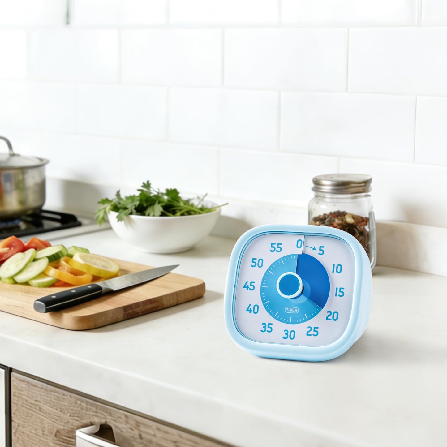 60 Minute Visual Timer for Kids, Countdown Clock with Silent or Ticking Sound, Easy Twist Dial for Classroom, Teachers, Students, Homework, Reading, ADHD Focus