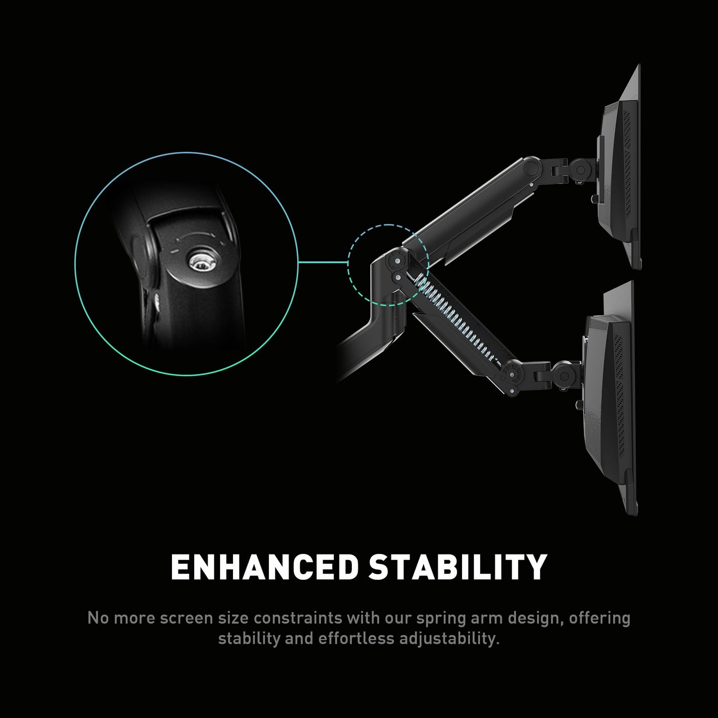 MSI MAG MT201D - Premium Heavy Duty Dual Monitor Stand Arms, 17-45" Support, VESA Compatible, Adjustable Spring Mount, 44 lbs per Screen, Clamp & Grommet, Quick Release Plate - Black