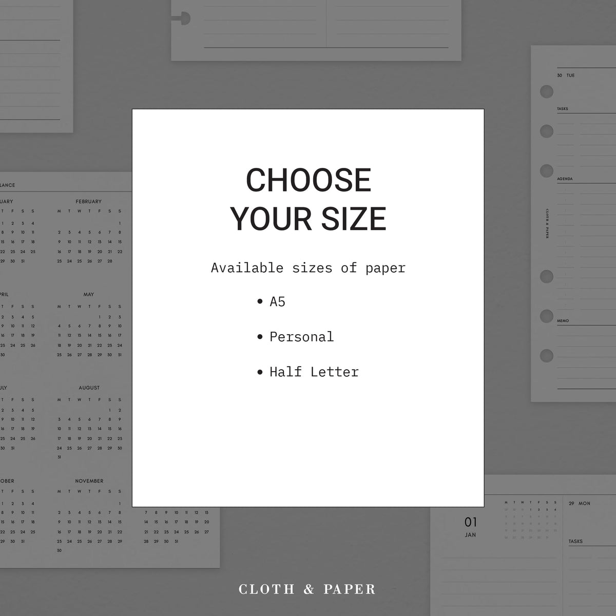 Cloth & Paper 2026 Monthly Planner Inserts - A5 Size 5.8x8.3 Inches, 6-Ring Planner Refills, Monday Start, 29 Double-Sided Pages, Thick Premium Paper, January-December, Minimalist Monthly Organizer