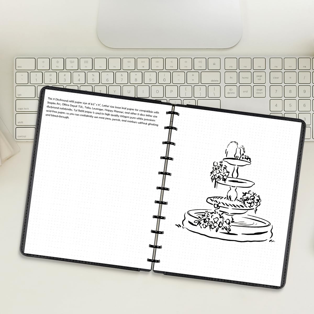 (3-Pack) A4 TUL Discbound Dotted Refills, 11-Disc Dot Grid Filler Paper, 300Sheets / 600Pages Loose-Leaf Paper, 100gsm White Paper, 8.5'' x 11''