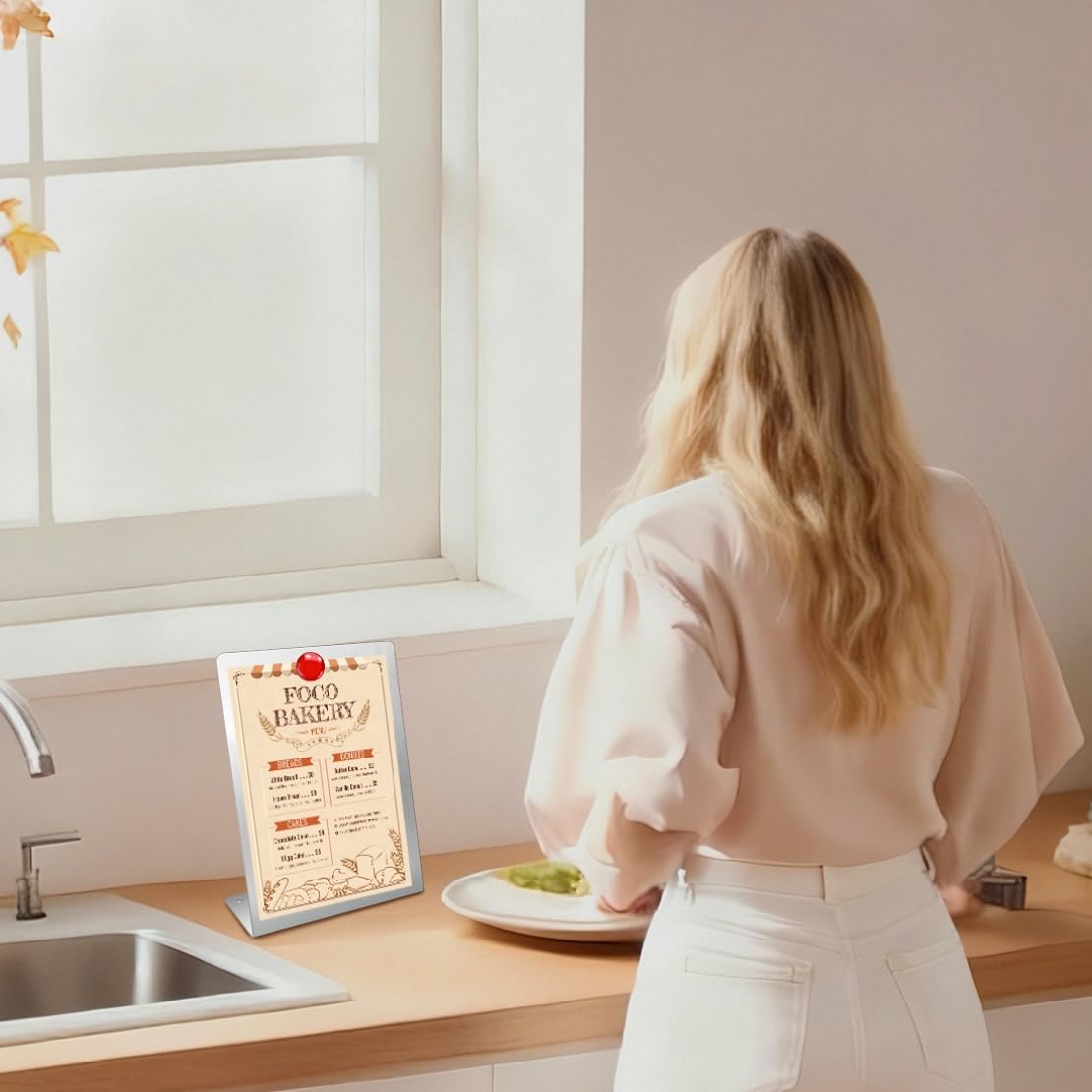 2 Pcs Magnetic Bulletin Board with Stand Metal Tabletop Memo Board Magnet Menu Easel Board Stainless Steel Display Stand for Office Home Kitchen School 10.4 x 6 in