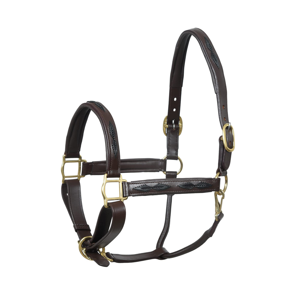 SIE English Horse Leather Braided Brown Halter (Cob)
