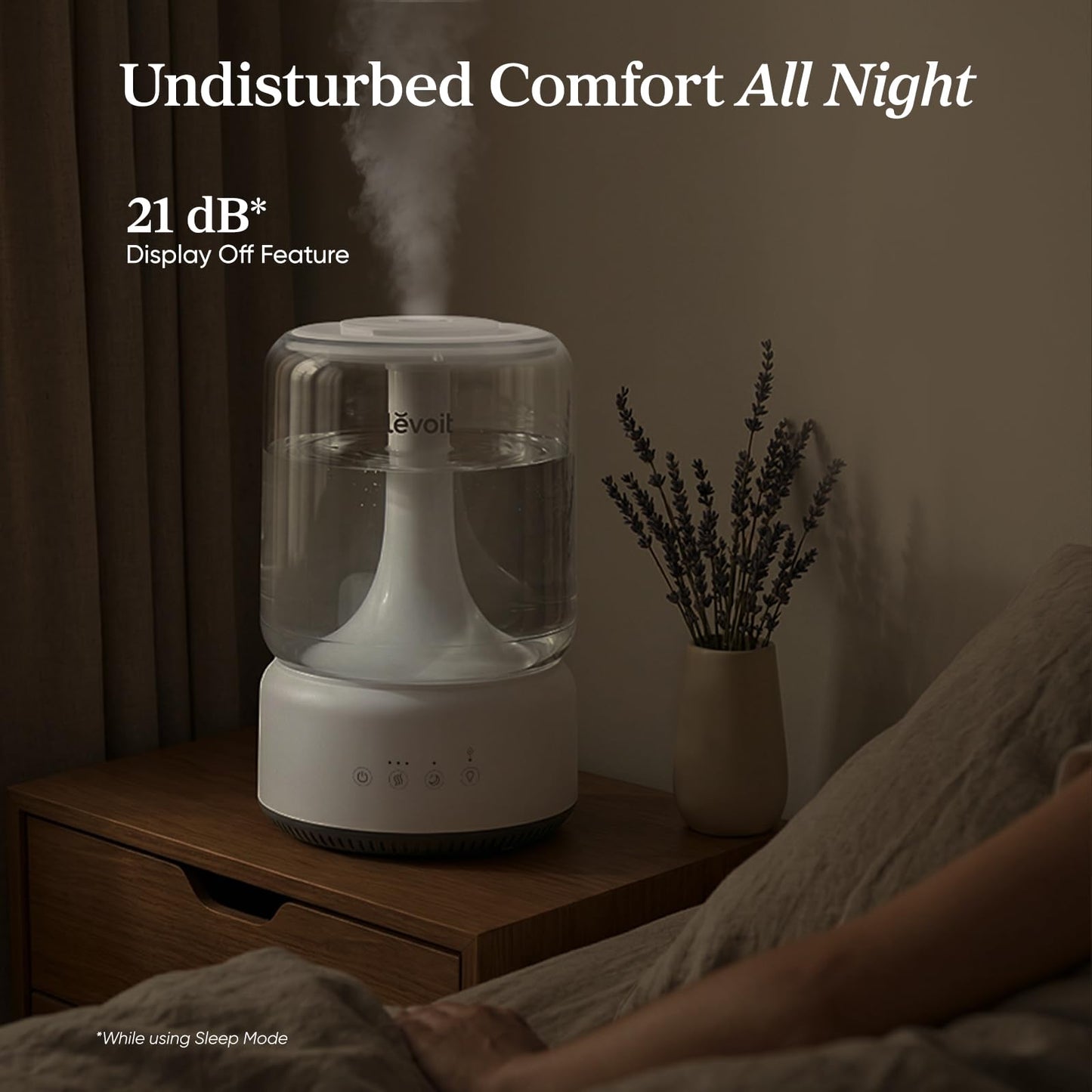 LEVOIT Humidifiers for Bedroom, 4.2L Top Fill for Large Room with 42H Runtime, Dishwasher Safe Design Easy to Clean, 21dB Quiet Cool Mist for Baby, Plants, Night Light, Essential Oil Diffuser, White
