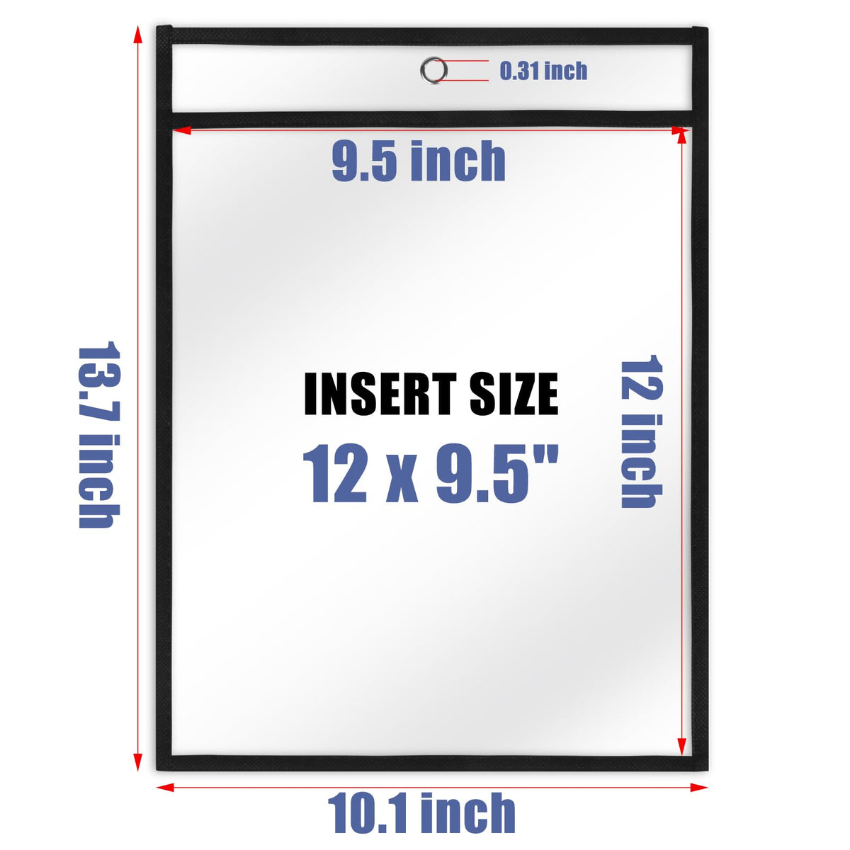 Heavy Duty Dry Erase Pockets 9x12, Job Ticket Holders 50 Pack Plastic Paper Sleeves Sheet Protectors 8.5 x 11 Clear Document Sleeves for Shop Office Classroom Home, Black