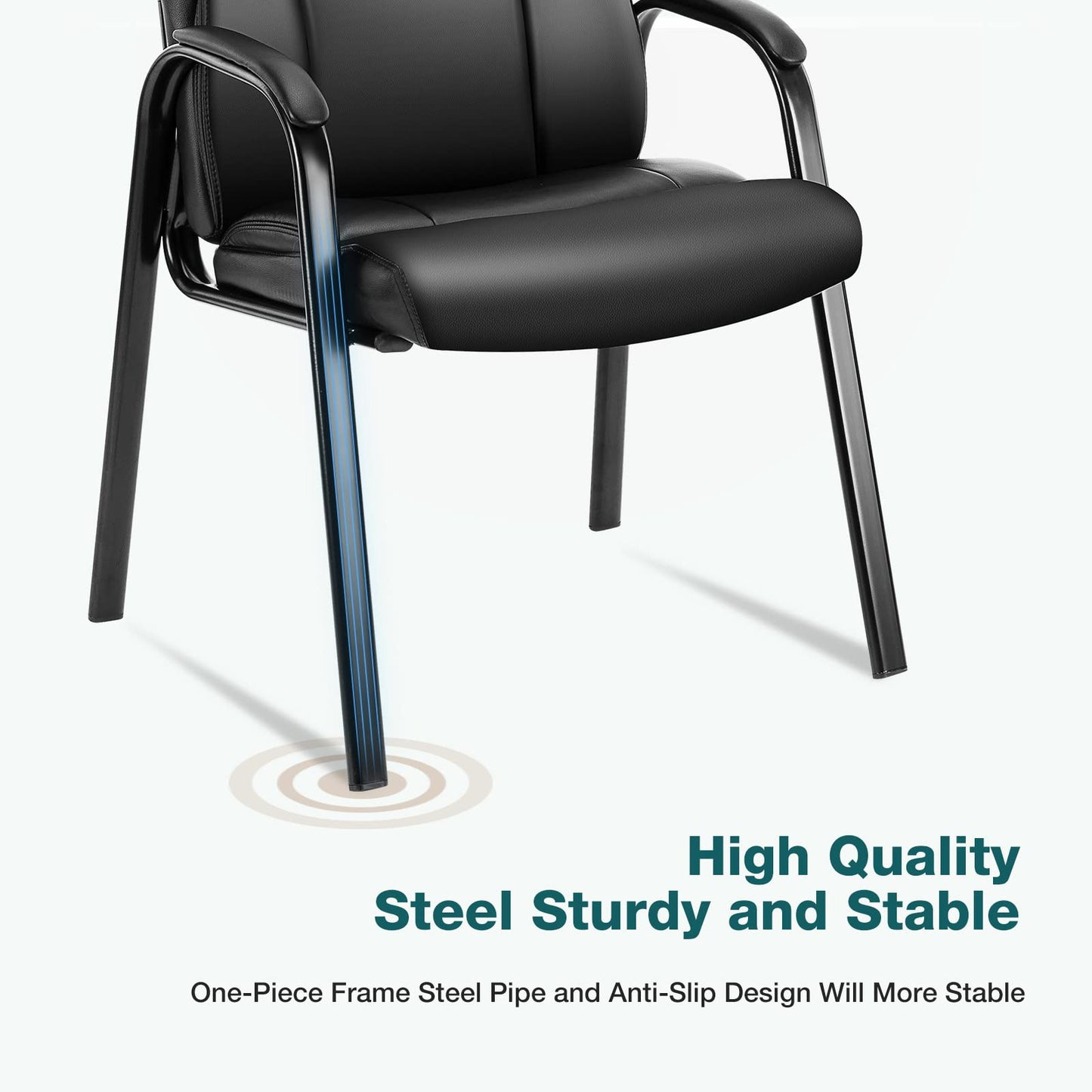 OLIXIS Waiting Room Chair Set of 6, Leather Office Desk Reception Guest Stationary Side Chairs with Padded Arms for Home Conference Lobby Area Meeting Church Medical Clinic Elderly Student