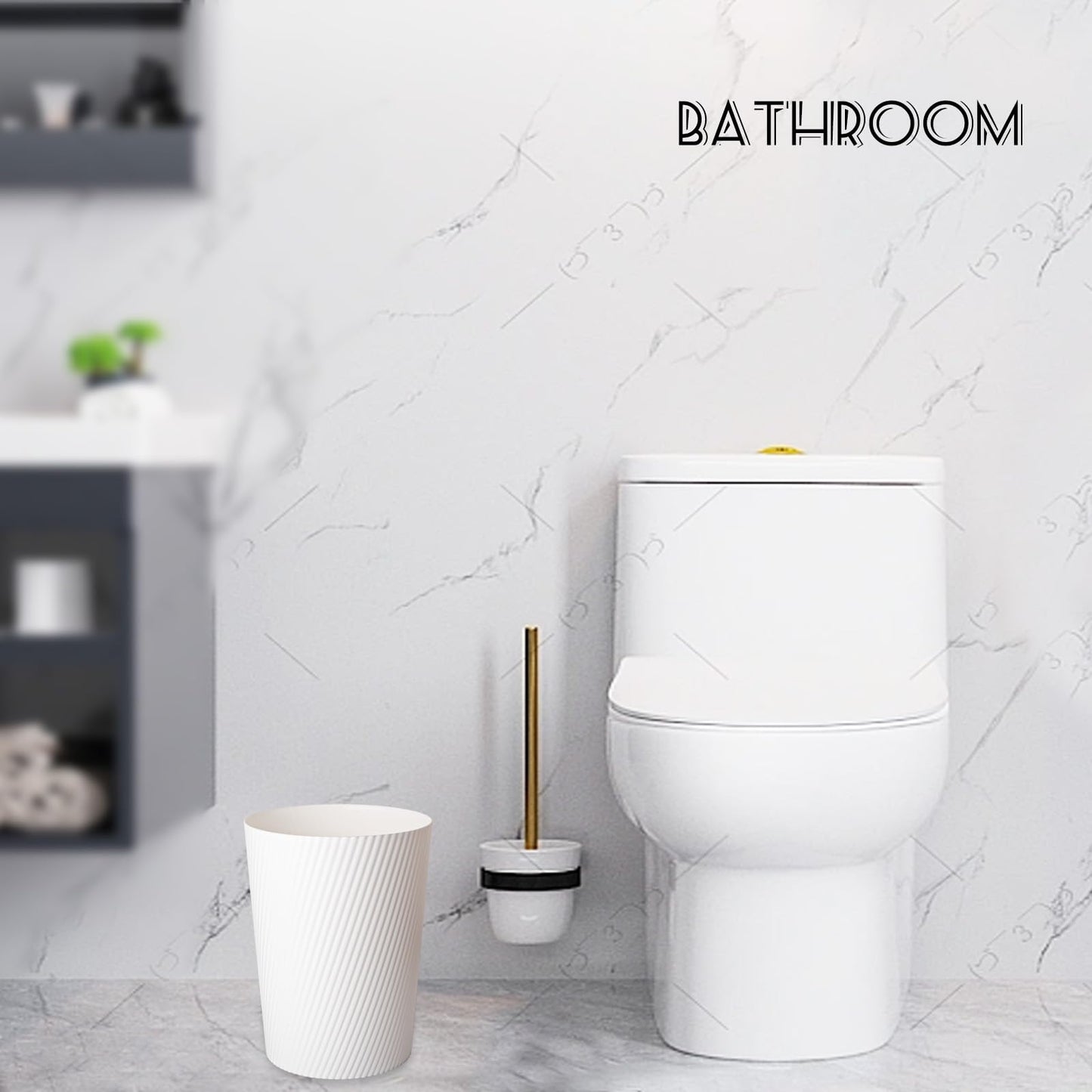 UUJOLY Small Trash Can Wastebasket Garbage Can Container Bins for Bathrooms, Laundry Room, Kitchens, Offices, Kids Rooms, Dorms (White)