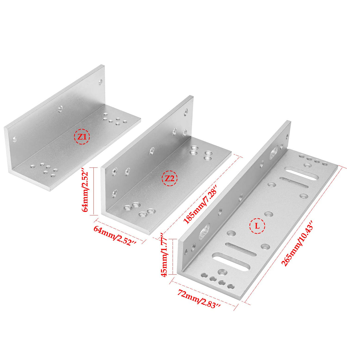 Electromagnetic Lock with Z and L Bracket 1200LBS 500KG Holding Force Electric Magnetic Door Lock 12V Fail Safe NC Mode for Access Control System