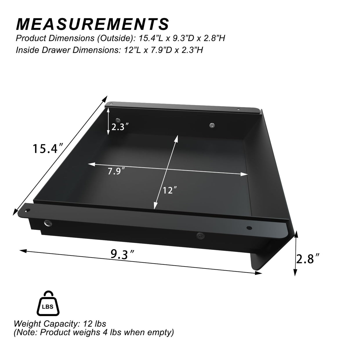 Gaxomo Under Desk Mounted Sliding Drawer with 60 Degree Tilt Panel to Pull Out, 15'' Long & 9'' deep Large Storage Organizer for Sit Stand Workstation