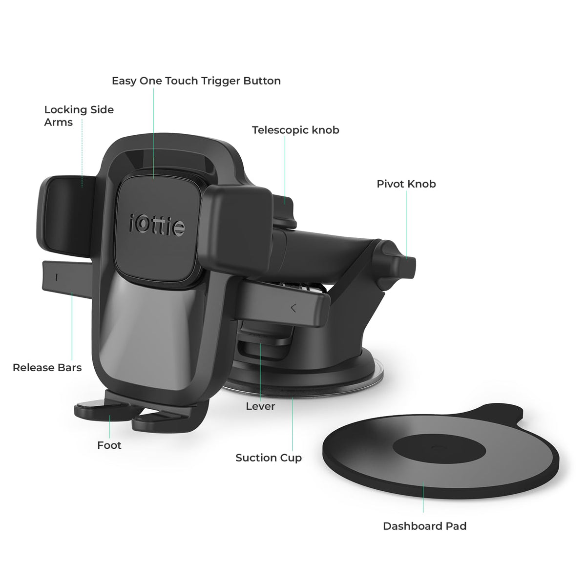 iOttie Easy One Touch Classic Dash & Windshield Universal Car Mount Phone Holder Desk Stand for iPhone, Samsung, LG, Moto and other Smartphones
