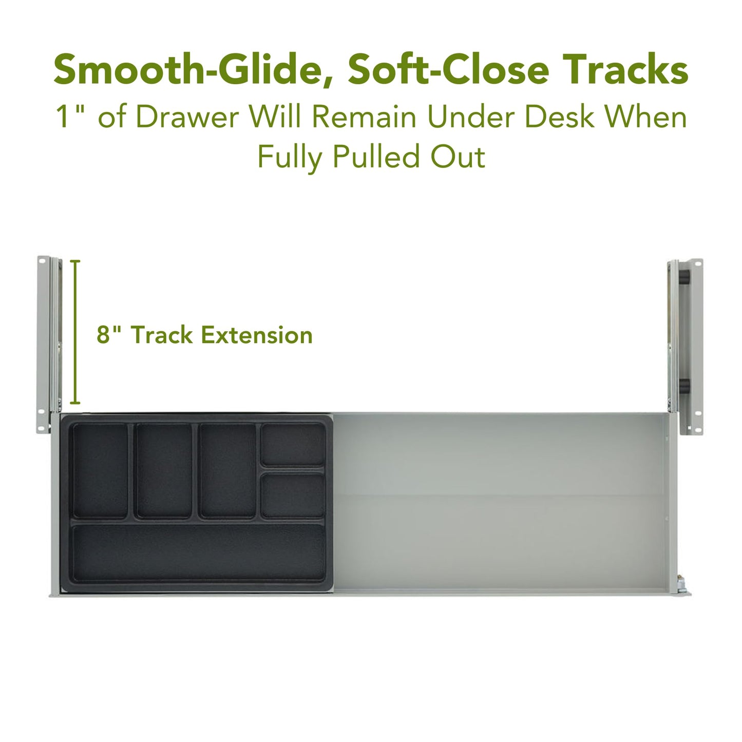 PERFECT POSTURE Under Desk Storage Drawer with Lock — Slim Pen & Pencil Drawer for Regular & Sit-Stand Standing Desks, Gray (33” x 9.4”)