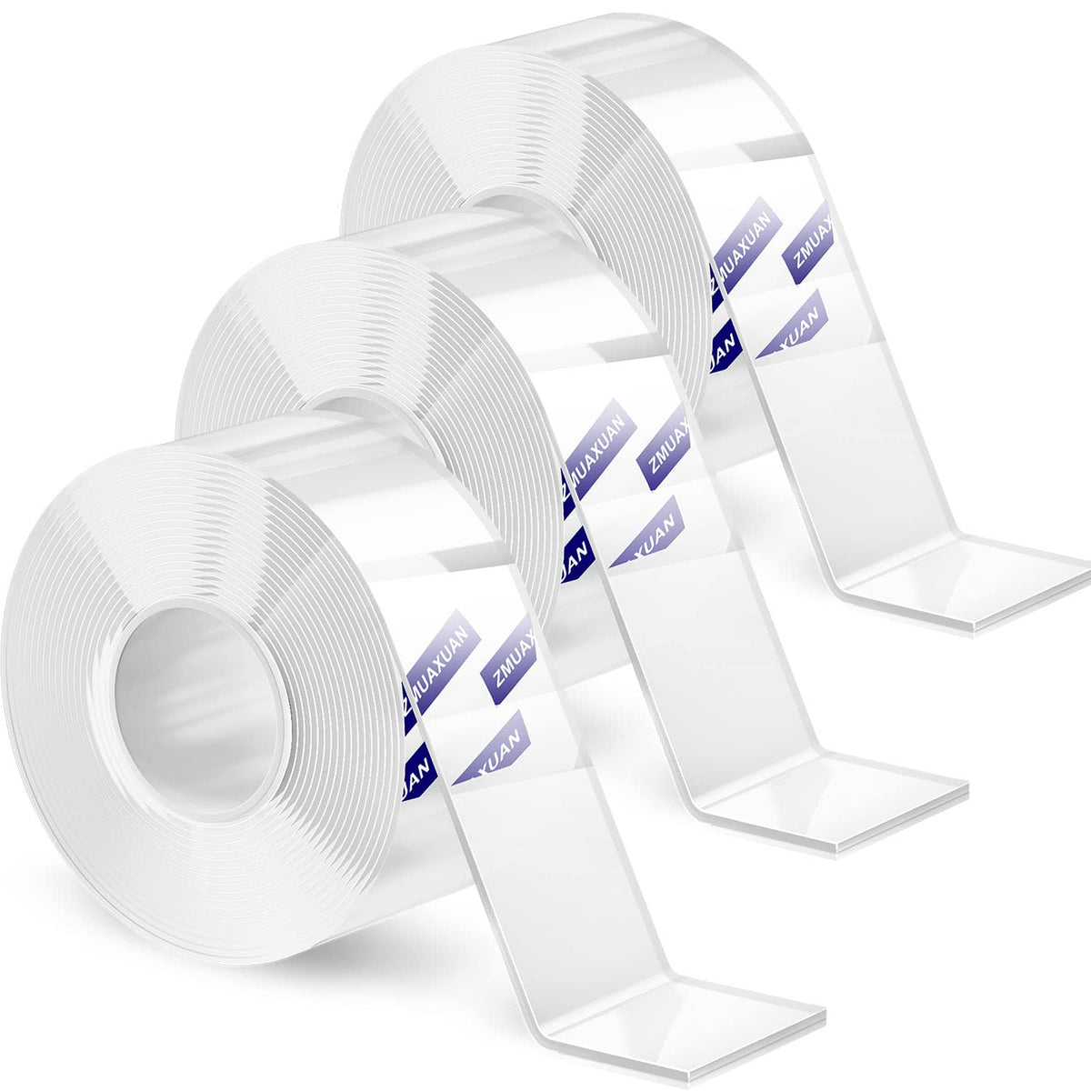 ZMUAXUAN Clear Double Sided Adhesive Mounting Tape Heavy Duty Removable,Strong Picture Hanging Strips Wall Hangers,Sticky Tack Gel Putty Glue for Poster,Photo,Mirror,Carpet(9.85 Ft-3 Pack)