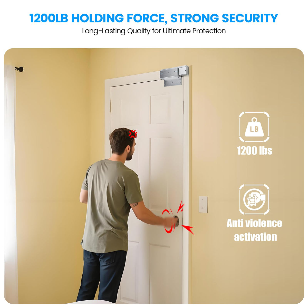 Zuomeng WiFi Smart Magnetic Lock for Door Kit, 1200lbs Holding Force Magnetic Door Lock System with App/Remote Control, 4 Modes, Sound Alerts, Easy Install for Home & Office