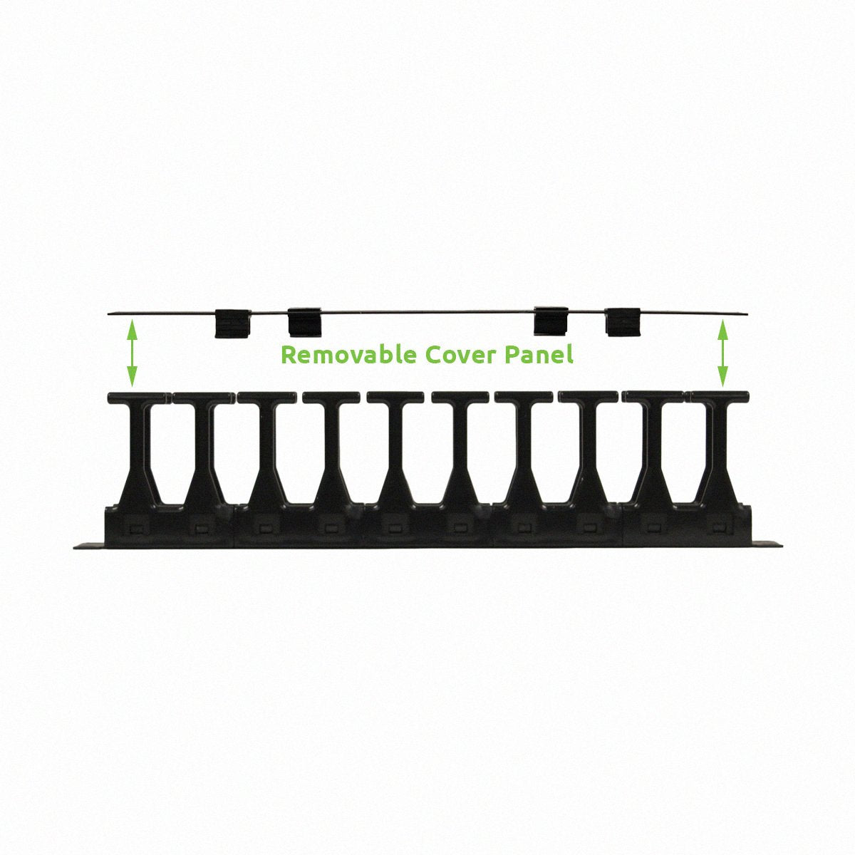 NavePoint High Density 1U Steel 19 Inch Rack Cable Manager Plastic Snap Hinge Fastened Cover