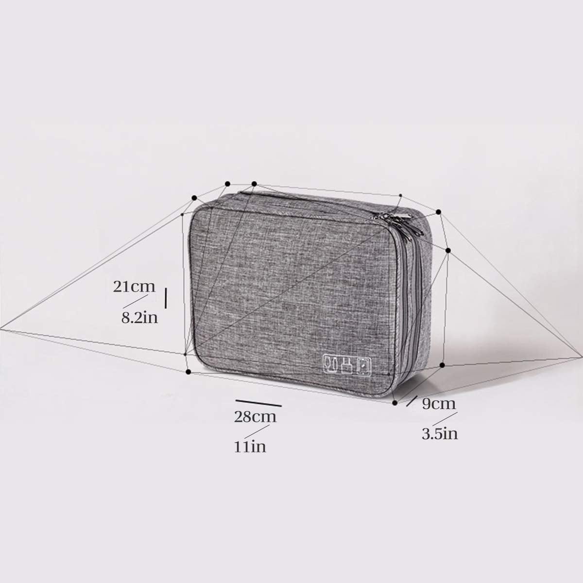 OrgaWise Electronics Organizer, Electronic Accessories Bag Travel Cable Organizer Three-Layer for iPad Mini, Kindle, Hard Drives, Cables, Chargers (Three-Layer-Grey)