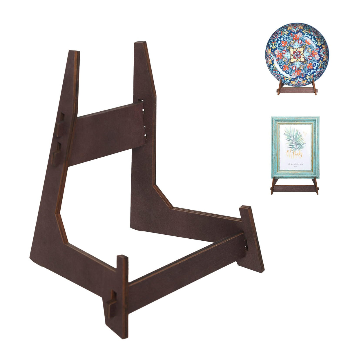 DMREFIT Plate Stands for Display,10 Inch wooden Plate Holder Display Stands,Frame holder stand for Book, Picture,plaque, Decorative Plate, Photo and Platter, Tabletop Art.(1 Pack )