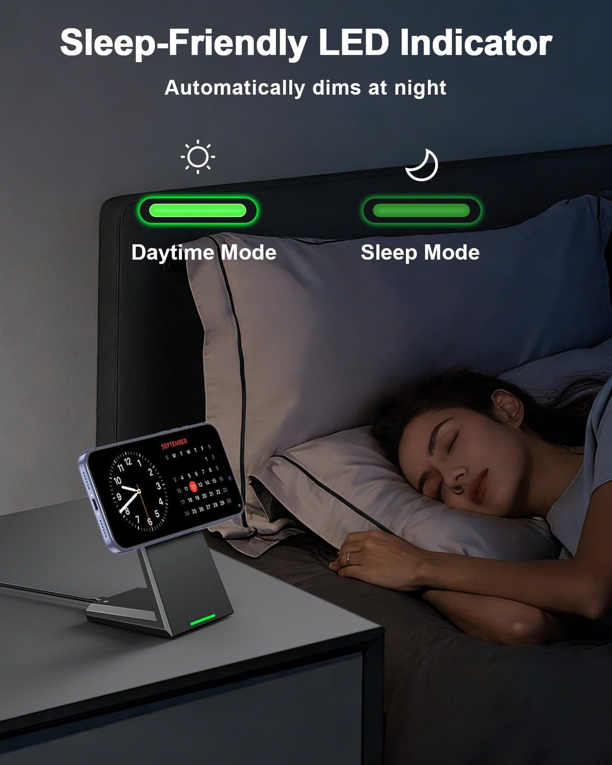 NANAMI 25W Magnetic Wireless Charger Stand, Fast Magnetic Phone Charger, N52 Alignment, 360° Adjustable, Auto-Dim LED, Cooling & Safety Protection for iPhone 17/16/15/14/13/12 & Google Pixel 10 Series