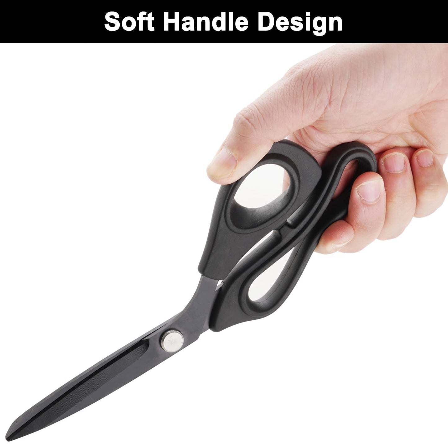 Zicolu Premium Proseries Sewing Fabric Scissors Bundle (10"/9"/6"), Black Office Scissors All Purpose, Sharp Titanium Coated Blade, Comfort Grip Soft Handles for Diy Craft, Paper, Art, School, Home