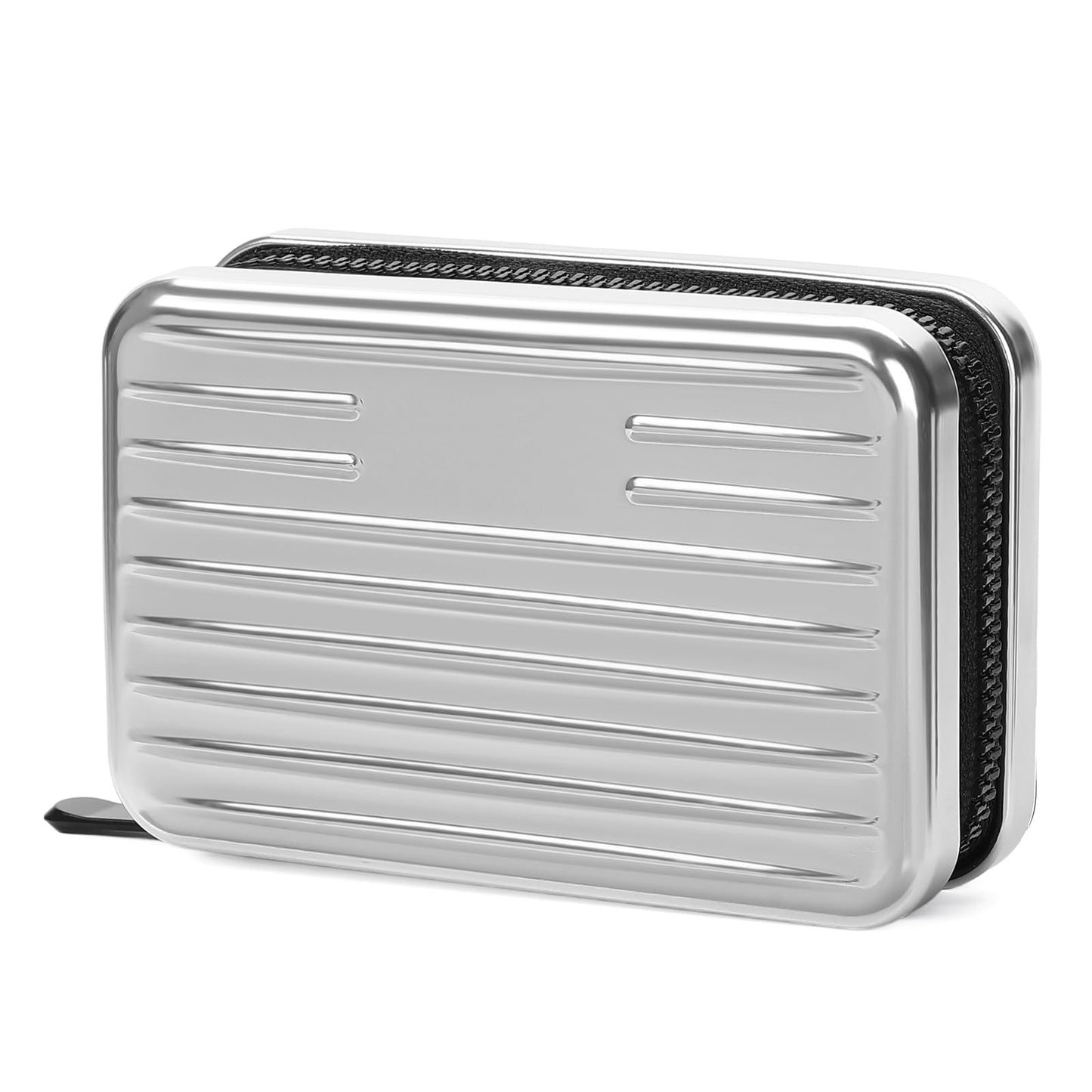 LOUEBICA Credit Cards Holder for Women RFID Blocking Aluminum Zipper Wallet Business Card Case Metal ID Case for Men