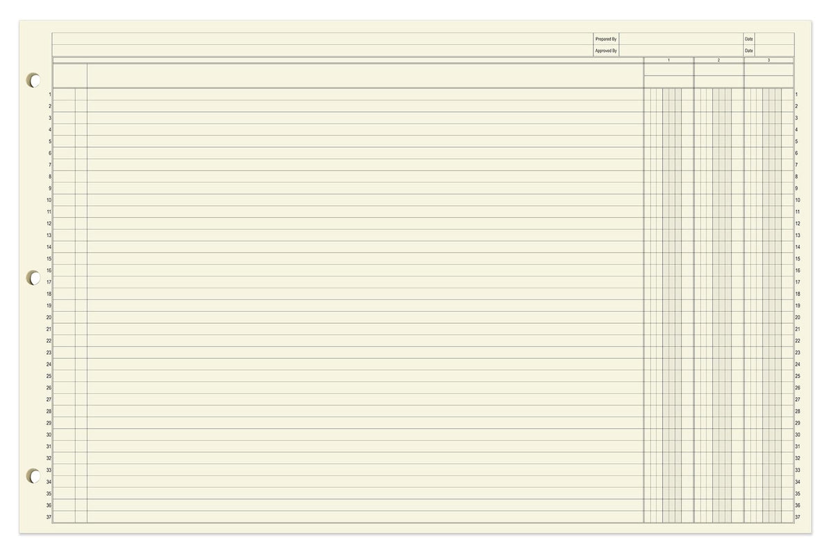 BookFactory Ledger Pad/Large 3 Column Accounting Ledger Columnar (Three Columns) Pads - 17'' x 11'', 50 Pages, Notepad Landscape Format (Made in USA)