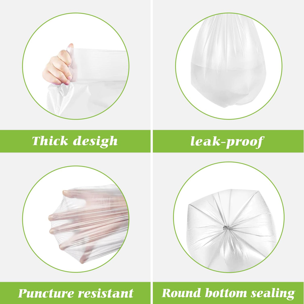 8 Gallon 330 Counts Unscented Medium Trash Bags,Fit 7,8,9,10 Gal Garbage Bags by Teivio, 30 Liter Thick Bathroom Can Bin Liners,Plastic Bags for Home Office Kitchen, Clear
