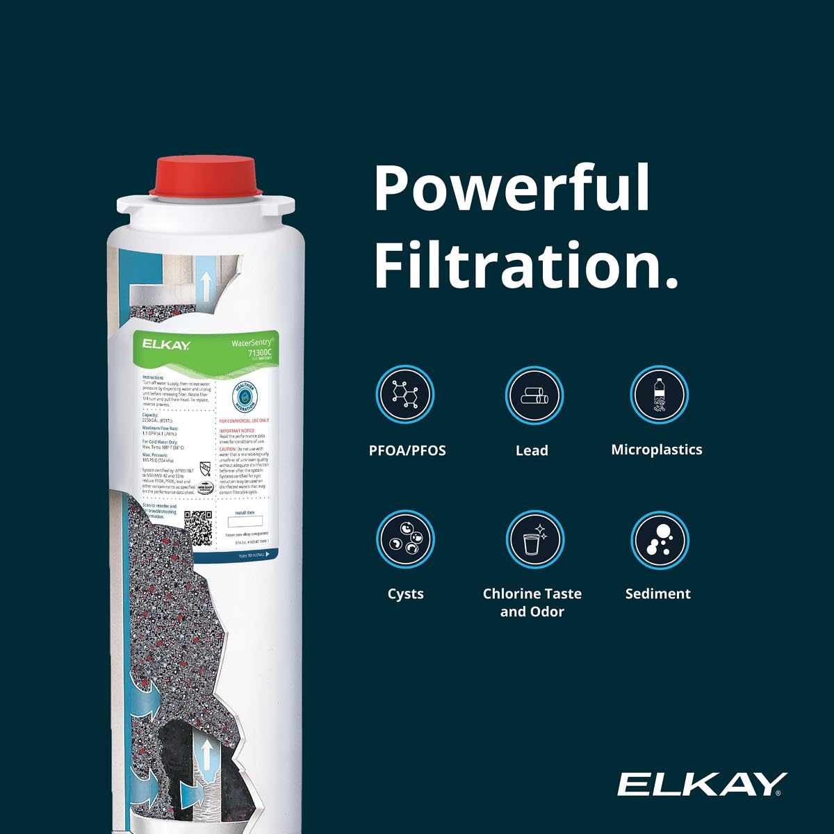 Elkay Liv EZ Built-in Filtered Wall-Mount Water Dispenser – Battery Powered, NSF Certified, Push Button, Reduces Lead & PFAS, Midnight Black – Ideal for Home