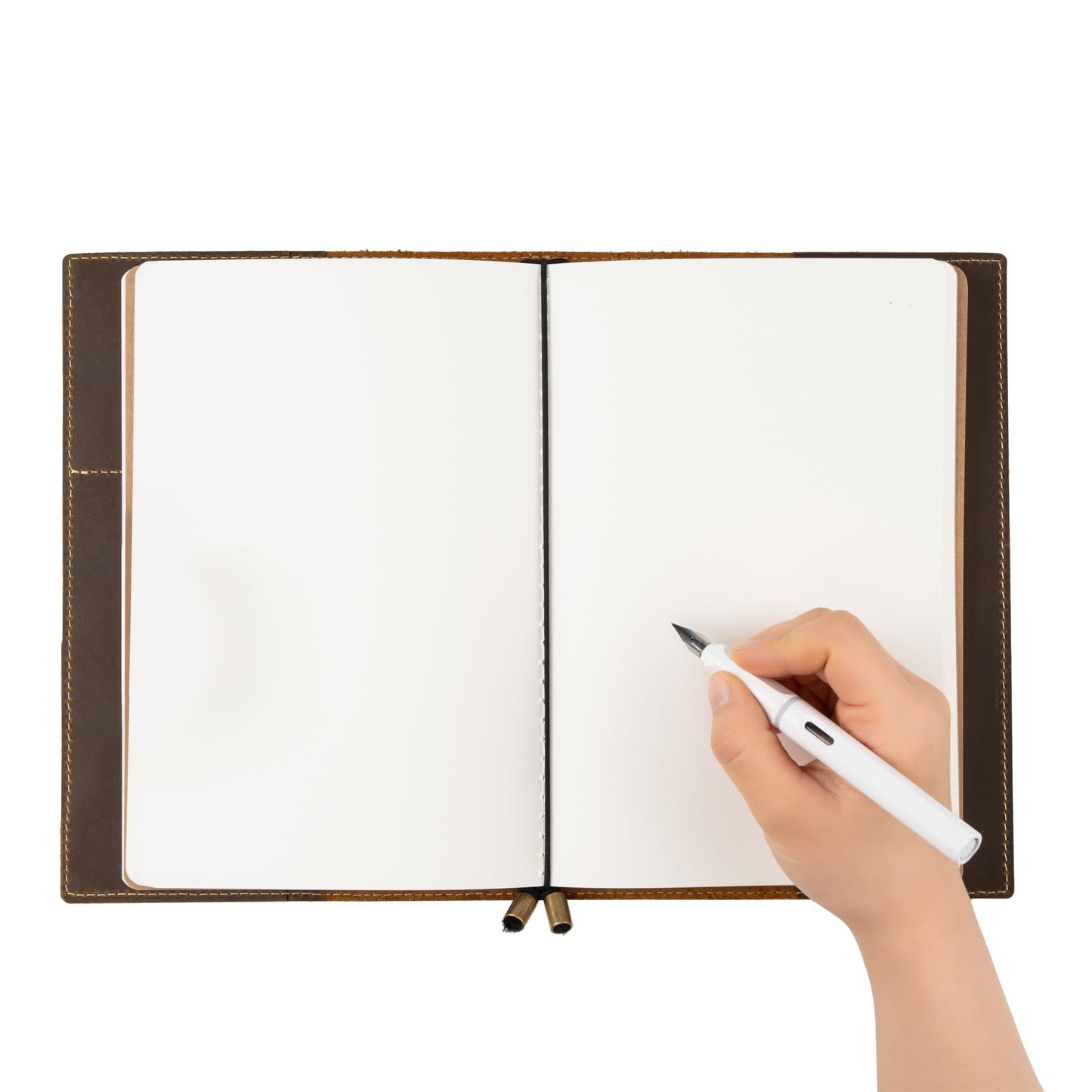 WANDERINGS A5 Size Travelers Notebook with Pockets - 6"x8.5" / 15cm x 22cm - Refillable Travelers Journal - Beautifully Handcrafted, Premium Leather Journal, includes 120 GSM Blank Inserts