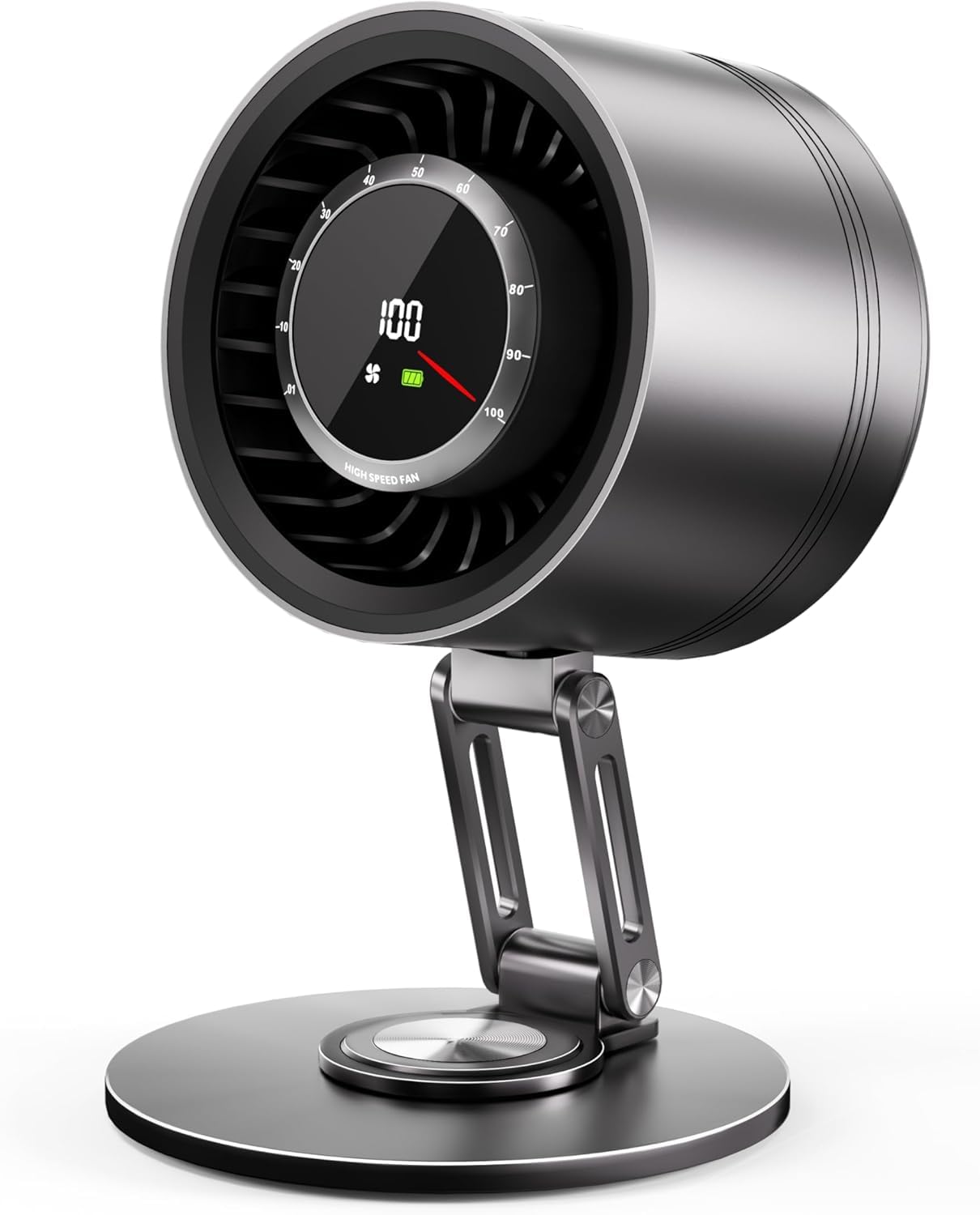 Yibest Titanium Alloy USB Desk Fan, Foldable 3D Airflow Desk Air Circulator, 23dB Quiet BLDC Motor,10 Speeds with LED Display for Home, Office & Outdoor