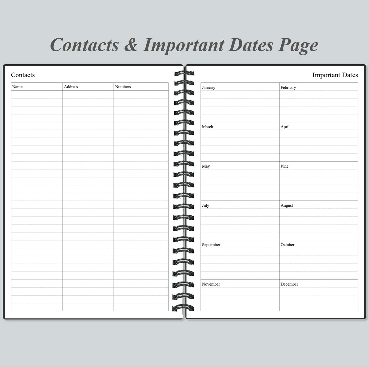 Daily Planner Undated - A5 To Do List Notebook Hourly Schedules, Spiral Appointment Planner for Women and Men, PVC Hardcover, Inner Pocket, Elastic Closure, 5.8" x 8.3", Black