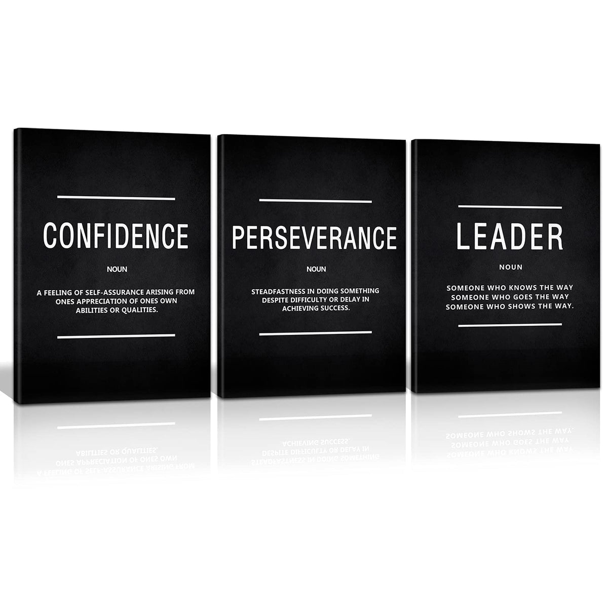 KAWAHONE Large Motivation Posters for Office, Inspiration Leader Confidence Perseverance Quotes Success Canvas Wall Art Framed Positive Sayings Wall Hanging for Home Office Workplace -20''x 28''x 3PCS