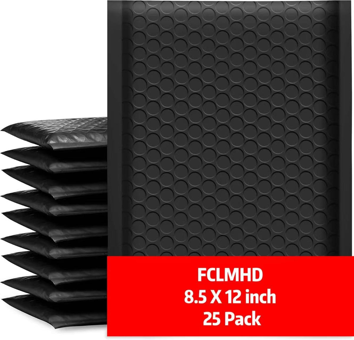FCLMHD Black Bubble Mailers 8.5x12" 25 Pack Medium Mailing Envelope Usable Size 8.5x11"Strong Adhesion Opaque Padded envelopes for Small Business Mailing Books Clothes Makeup Supplies